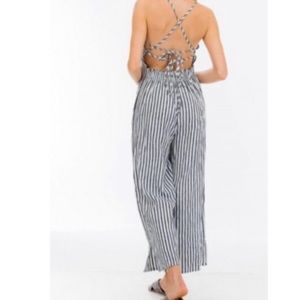 Striped linen jumpsuit size small